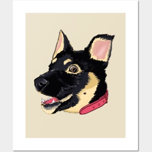 Cute Dog Smiling German Shepherd Puppy Posters and Art